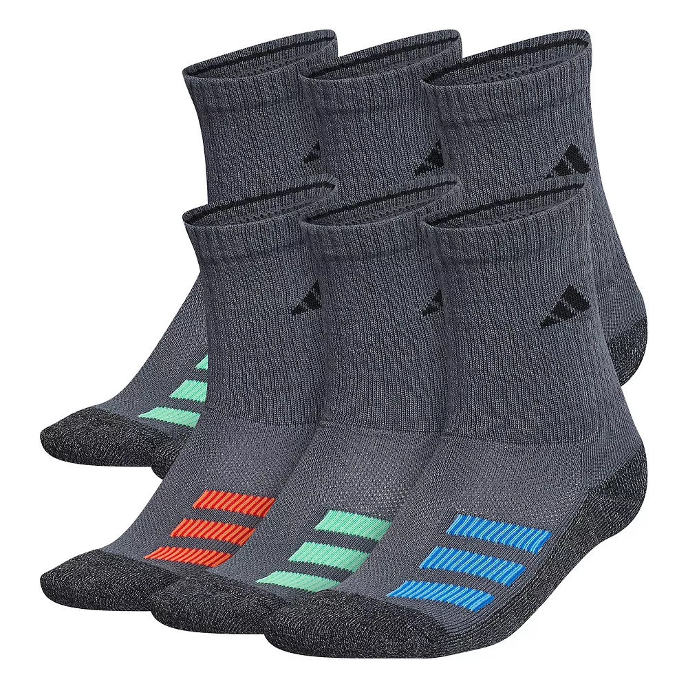 Boy's adidas Cushioned Angle Stripe 6-Pack Crew Socks 6 Boy's adidas Cushioned Angle Stripe 6-Pack Crew Socks - Image 4