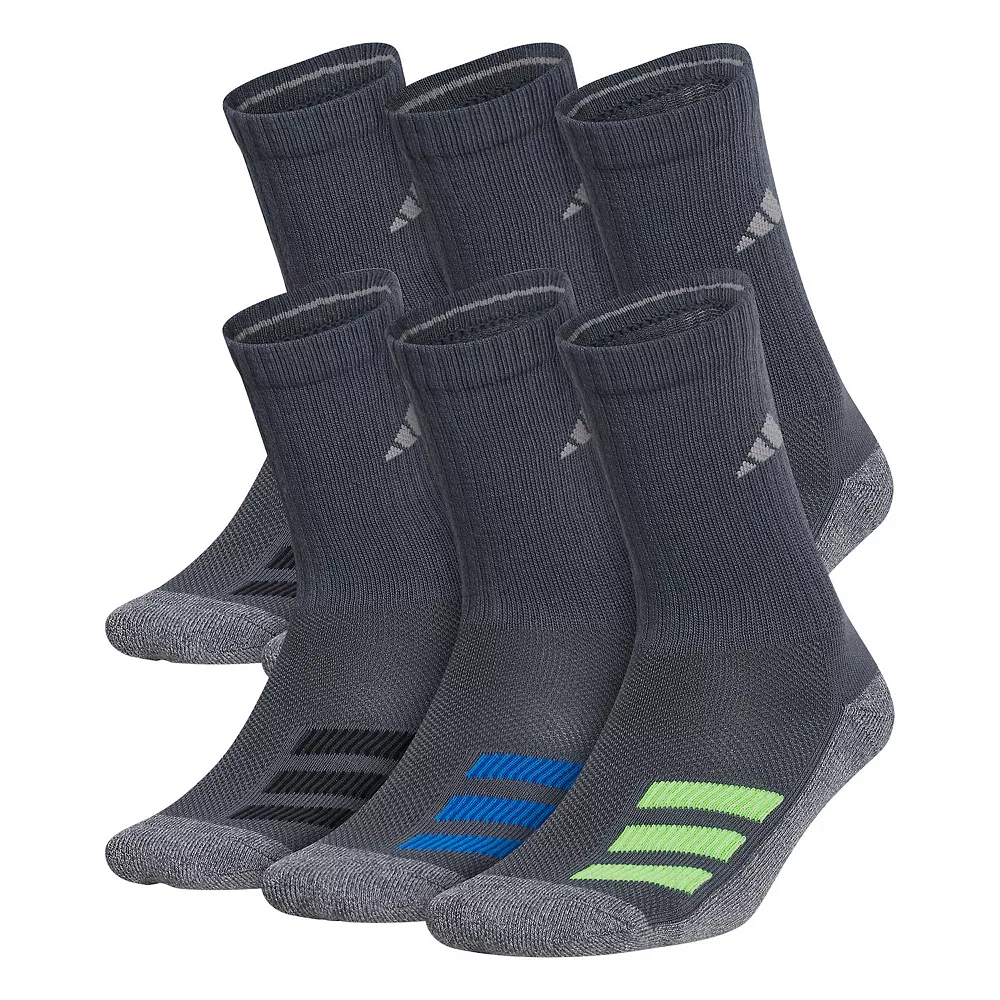 Boy's adidas Cushioned Angle Stripe 6-Pack Crew Socks 3 Boy's adidas Cushioned Angle Stripe 6-Pack Crew Socks