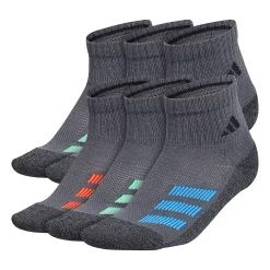 Boy's adidas Cushioned Angle Stripe 6-Pack Quarter Socks -Adidas shop 4249527 Grey Marled