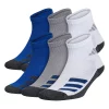 Boy's adidas Cushioned Angle Stripe 6-Pack Quarter Socks -Adidas shop 4249527 Royal White