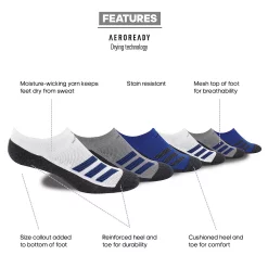 Boy's adidas Cushioned Angle Stripe 6-Pack No Show Socks -Adidas shop 4249530 ALT7