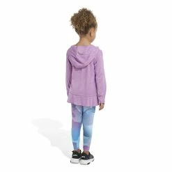Toddler Girl adidas Curved Hooded Top & Leggings Set -Adidas shop 5561478 ALT4