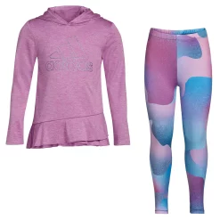Toddler Girl adidas Curved Hooded Top & Leggings Set -Adidas shop 5561478 Lilac