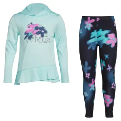 Toddler Girl adidas Curved Hooded Top & Leggings Set -Adidas shop 5561478 Mint