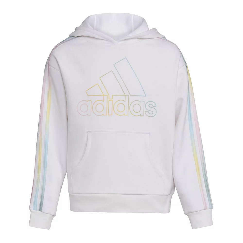 Girls 7-16 adidas Multi 3-Stripes Fleece Hoodie 6 Girls 7-16 adidas Multi 3-Stripes Fleece Hoodie - Image 4