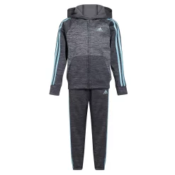 Boys 4-7 adidas Melange Fleece 3-Stripe Raglan Hoodie & Jogger Pants Set -Adidas shop 5565370 ALT2