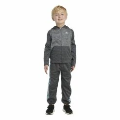 Boys 4-7 adidas Melange Fleece 3-Stripe Raglan Hoodie & Jogger Pants Set -Adidas shop 5565370 ALT3