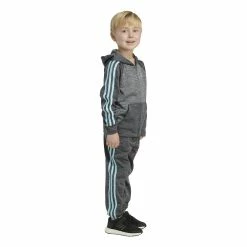Boys 4-7 adidas Melange Fleece 3-Stripe Raglan Hoodie & Jogger Pants Set -Adidas shop 5565370 ALT6