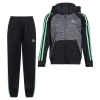 Boys 4-7 adidas Melange Fleece 3-Stripe Raglan Hoodie & Jogger Pants Set -Adidas shop 5565370 Black Green