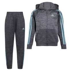 Boys 4-7 adidas Melange Fleece 3-Stripe Raglan Hoodie & Jogger Pants Set -Adidas shop 5565370 Grey