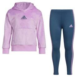 Girls 4-6x adidas 2-Piece Silken Fleece Hooded Pullover & Leggings Set -Adidas shop 5678858 Violet