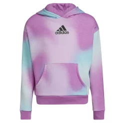 Girls 4-6x adidas Long Sleeve Allover Print Fleece Logo Pullover Hoodie