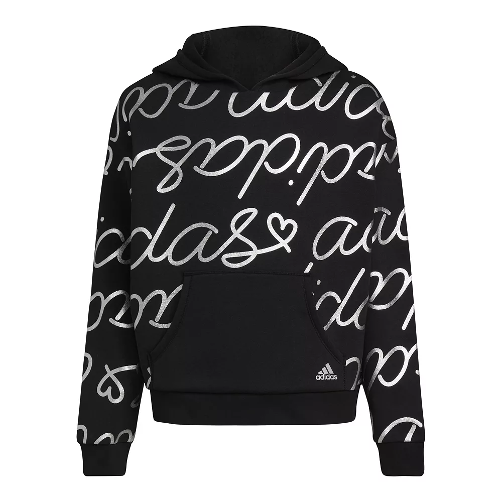 Girls 7-16 adidas Script Fleece Hoodie 4 Girls 7-16 adidas Script Fleece Hoodie - Image 2