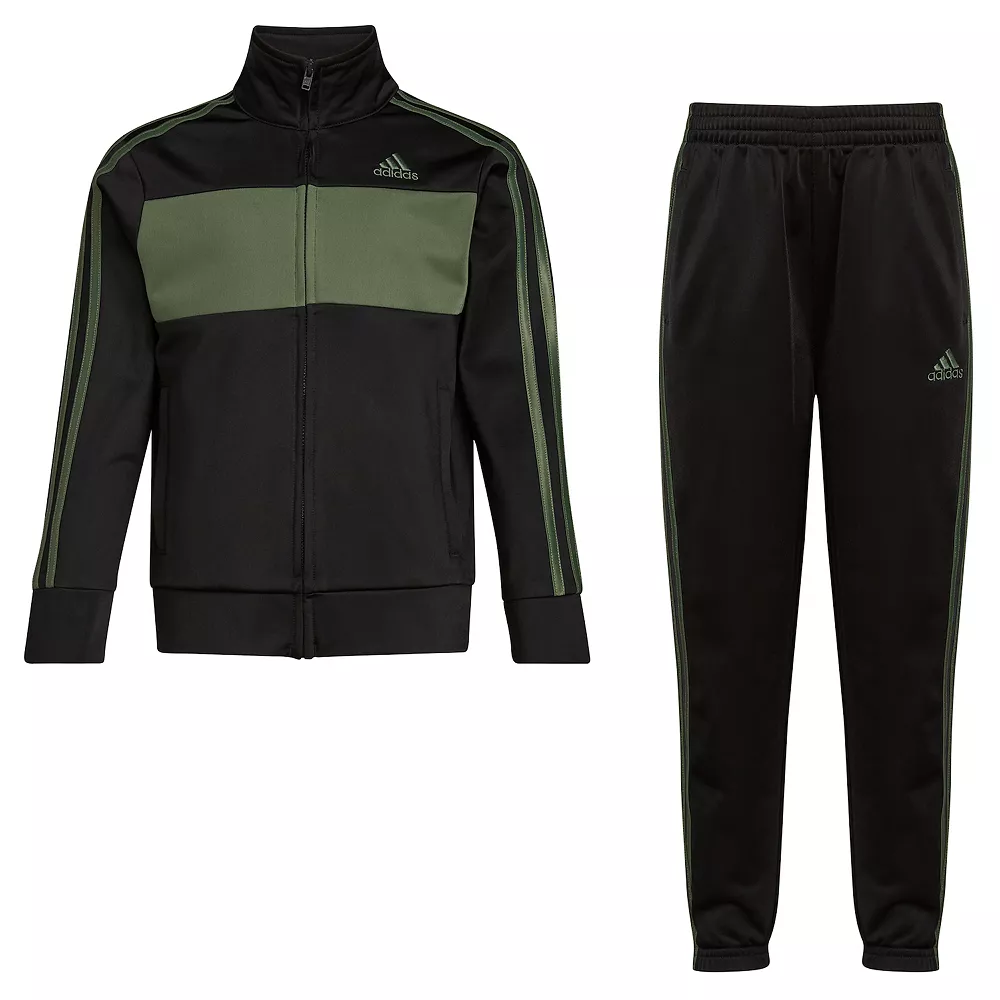 Boys 4-7 adidas Black & Olive Essential Tricot Track Jacket & Pants Set 3 Boys 4-7 adidas Black & Olive Essential Tricot Track Jacket & Pants Set