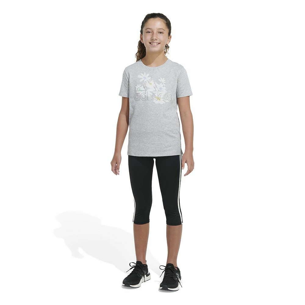 Girls 4-6x Adidas Short Sleeve Vented Heather Tee 5 Girls 4-6x Adidas Short Sleeve Vented Heather Tee - Image 3