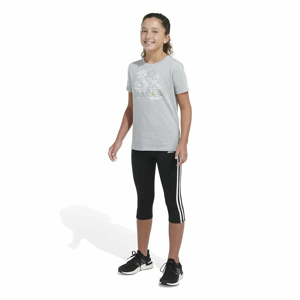 Girls 4-6x Adidas Short Sleeve Vented Heather Tee 7 Girls 4-6x Adidas Short Sleeve Vented Heather Tee - Image 5