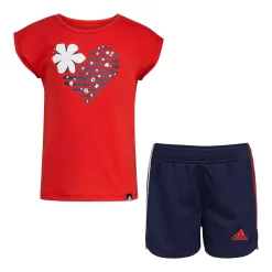 Girls 4-6x Adidas Graphic Tee & Mesh Short Set -Adidas shop 5819755 Better Scarlet