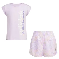 Girls 4-6x Adidas Tee & Woven Short Set -Adidas shop 5819756 Purple Tint