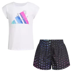 Girls 4-6x Adidas Tee & Woven Short Set -Adidas shop 5819756 White