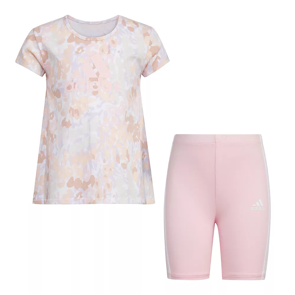 Girls 4-6x Adidas Back Pleat Tee & Bike Short Set 3 Girls 4-6x Adidas Back Pleat Tee & Bike Short Set