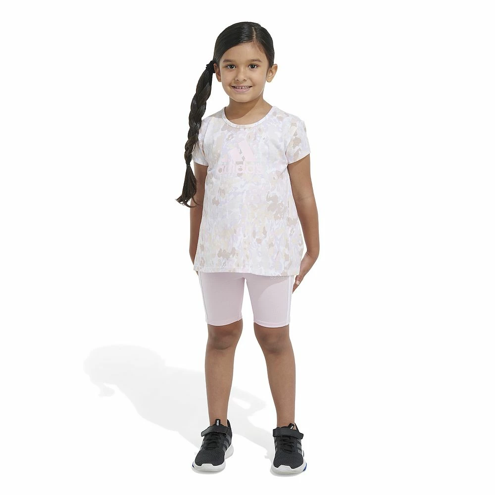 Girls 4-6x Adidas Back Pleat Tee & Bike Short Set 5 Girls 4-6x Adidas Back Pleat Tee & Bike Short Set - Image 3