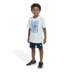Boys 4-7 adidas Logo Graphic Tee & 3 Striped Shorts Set -Adidas shop 5851241 ALT4