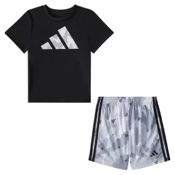 Toddler Boy adidas Logo Tee & Camo Shorts Set